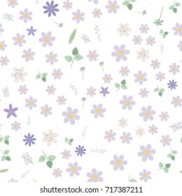 Vintage romantic vector trendy seamless pattern (tiling). Abstract flowers with soft colors for your design