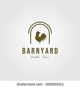 vintage rooster in barn symbol vector illustration design