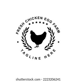 Vintage rooster chicken farm logo icon design template