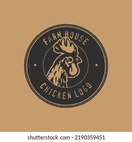 Vintage Rooster chicken logo design vector