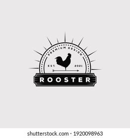 Vintage Rooster Farm Chicken Logo Vector Illustration Design