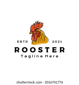 Vintage Rooster head logo design icon illustration