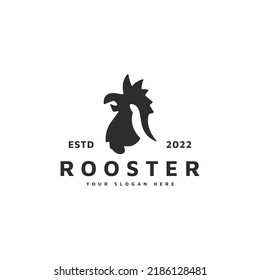 Vintage Rooster head vector logo design illustration
