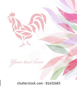 Vintage rooster isolated on background (vector version eps 10). Great for signs, web, element design, symbol, icon, logotype, logo, emblem, label.