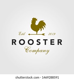 Vintage Rooster Logo Vector Arrow Icon Illustration