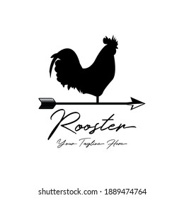 Vintage Rooster Logo Vector Arrow Icon Illustration