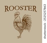 Vintage Rooster Vector Illustration, retro farm animal design, classic poultry emblem, rustic artwork, traditional rooster silhouette, farm-to-table, country-style vector art.