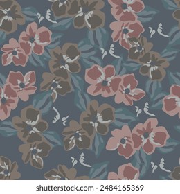 Vintage rose floral pattern wallpaper in pink and green on a cream background, with small roses, leaves and vines