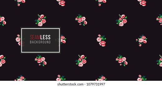Vintage rose flower bouquets vector seamless pattern in watercolor style. Repeatable seamless background with flowers.