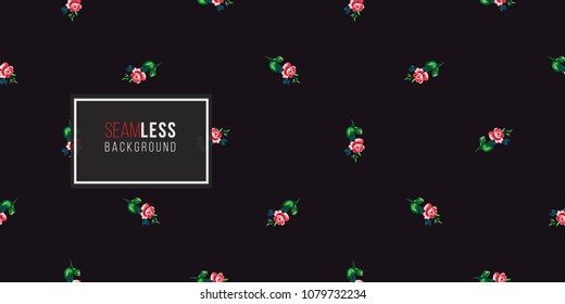 Vintage rose flower vector seamless pattern in watercolor style. Repeatable seamless background with flowers.