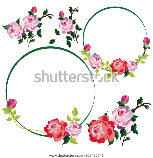 Vintage Rose Flower Vines Frames Borders Stock Vector (Royalty Free
