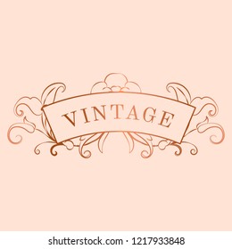 Vintage rose gold art nouveau badge vector