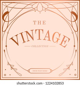 Vintage rose gold art nouveau badge vector
