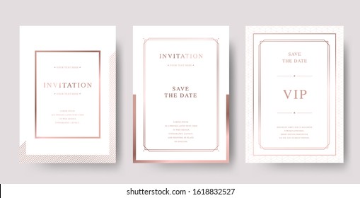 Vintage rose gold luxury vector invitation card