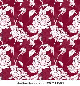 Vintage rose. Hand drawn vector illustration background.Seamless pattern. Botanical engraved style illustration. Detailed floral sketch. Vintage rose. Hand drawn vector illustration background.
