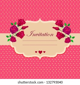 Vintage rose and label for text.