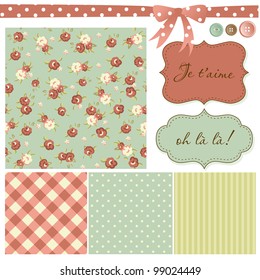 Vintage Rose Pattern, frames and cute seamless backgrounds. Ideal for printing onto fabric and paper or scrap booking.