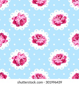 Vintage rose pattern. Shabby chic style background.vector illustration