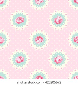 Vintage Rose Pattern. Shabby Chic Style Vector Background