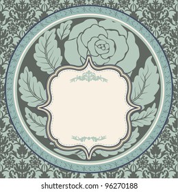 Vintage rose in round frame