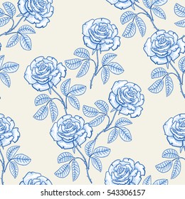 Vintage rose. Seamless pattern. Design wallpaper, textile. Pastel shades.