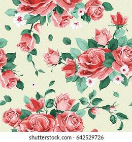 Vintage Rose seamless pattern. Elegance vector illustration texture. Stylish beautiful floral ornament