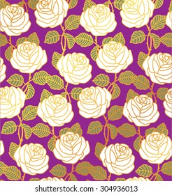 Vintage rose seamless pattern. Retro fabric background. Vector illustration. 