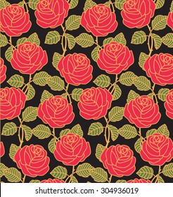 Vintage rose seamless pattern. Retro fabric background. Vector illustration. 