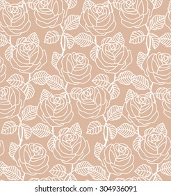 Vintage rose seamless pattern. Retro fabric background. Vector illustration. 