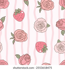 Vintage Rose Seamless Pattern,Vector Illustration
