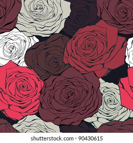 Vintage rose seamless vector pattern