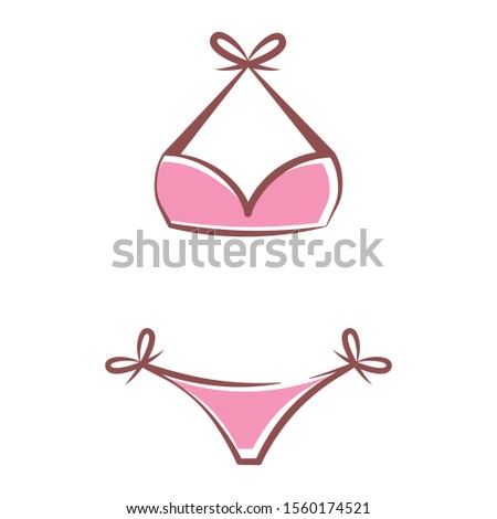 Vintage rose split swimsuit. Isolated vector illustration