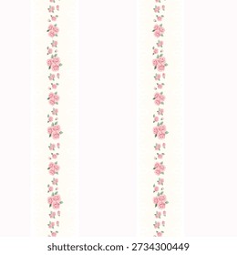 Padrão de listra de rosa vintage com colunas florais elegantes e estética romântica suave