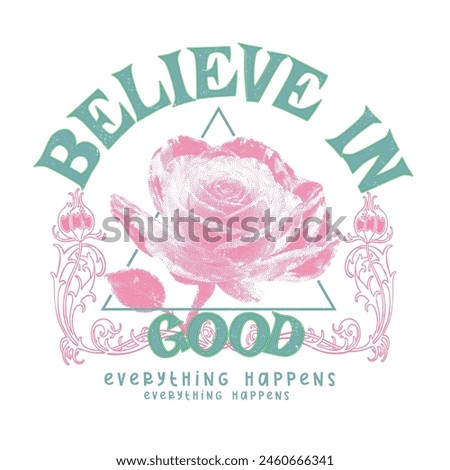 Vintage Rose vector graphic print design , Trendy botanical arts with floral design in pastel colors. typography slogan with rose vector illustration
