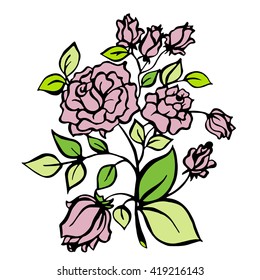 Vintage rose. Vector illustration