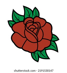 vintage rose vector isolated on blue background.