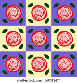 Vintage roses back pattern pop-art yellow blue