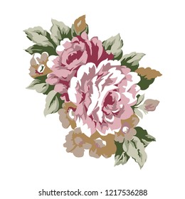 Vintage roses design element, classic floral ornament illustration
