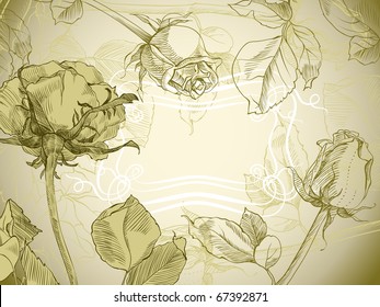Vintage roses floral card