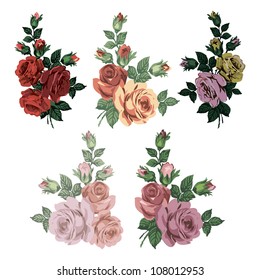 vintage roses isolated