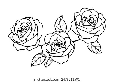  Klassisch Roses Line Art Pattern