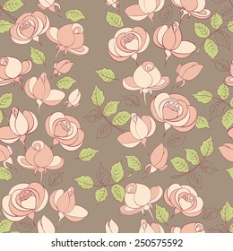 vintage roses seamless pattern. vector illustration