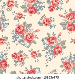 vintage roses ~ seamless vector background