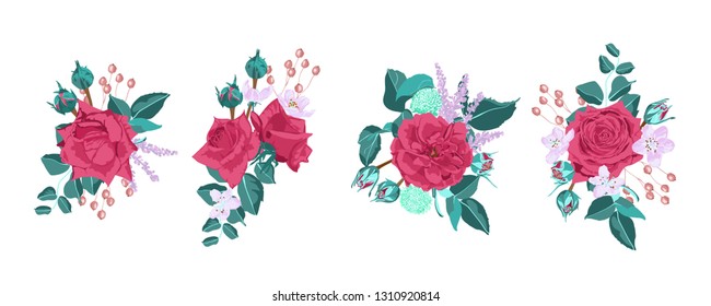 Vintage Roses, Seamless Wedding Pattern. Summer Floral Illustration. Watercolor Vintage Drawn Style.