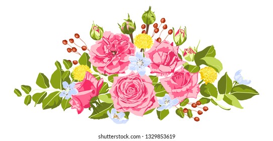 Vintage Roses, Seamless Wedding Pattern. Vector Pink Flower, Green Leaf. Elegant Vintage Card or Invite Design. Set of Peony Spring Bouquet, Summer Floral Illustration. Watercolor Vintage Drawn Style.
