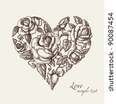 Vintage roses in shape of a heart