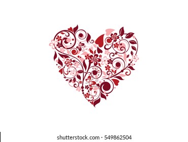 Vintage roses in shape of a heart. Vintage heart shape.