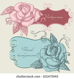 Vintage roses vector frames