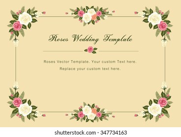 Vintage Roses Wedding vector template: for Wedding / Valentines template and other related events that filled with love and harmony