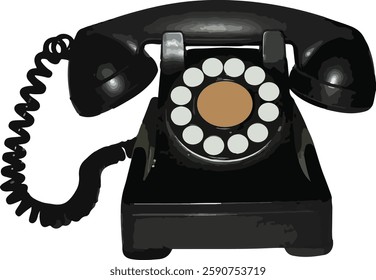 Vintage Rotary Telephone Illustration – Retro Communication Device Icon